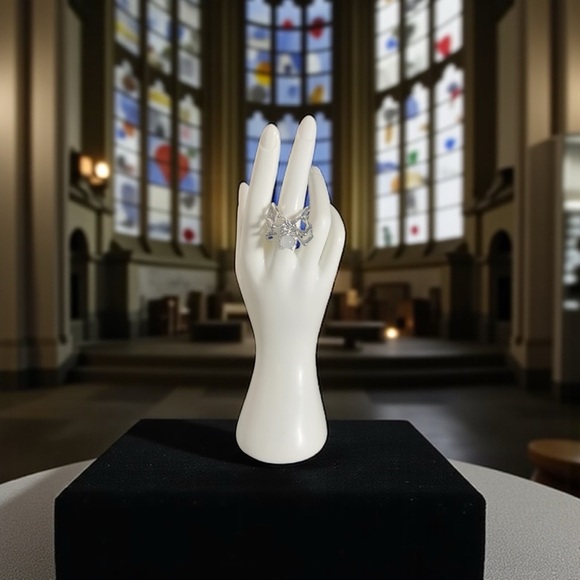 Gothic Style Silver Spider Ring With A White Moonstone - Picture 7 of 10